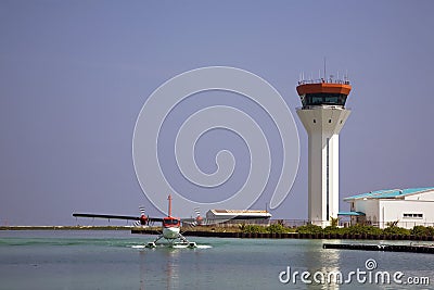 Twin Otter Seaplane and control tower