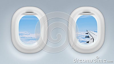 Two airplane or jet windows