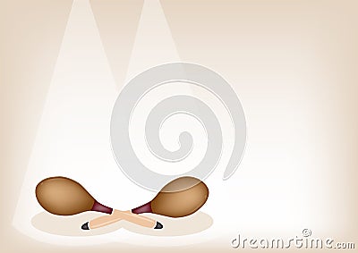 Two Beautiful Maracas on Brown Stage Background
