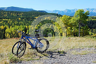 Two bikes parking above the valley