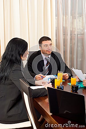 Two business people at meeting