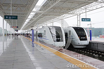 Two Chinese CRH fast trains