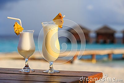 Two cocktails on tropical beach