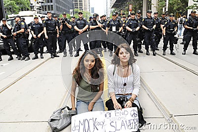Two girls peaceful protest.