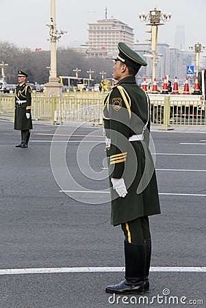 Two guards in Tiananmen square of China