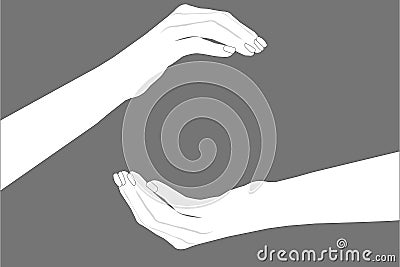 Two human hands holding something
