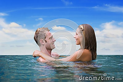 Two love birds in the sea