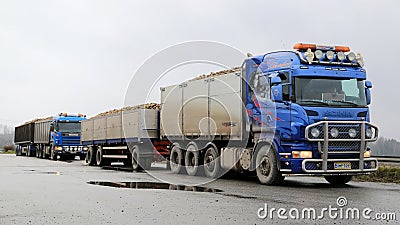 Two Scania Trucks Haul Sugar Beet