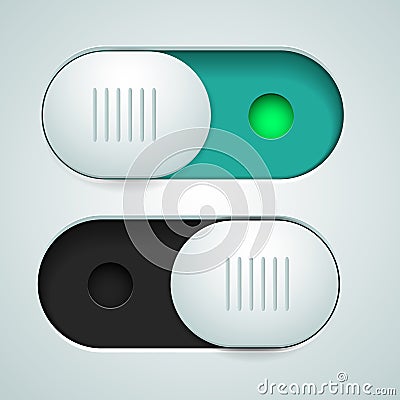 Two switches white with signal lamp green