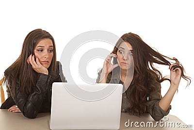 Two women computer frustration