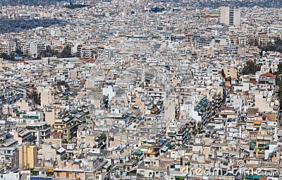 Dense residential area in Athens, Greece