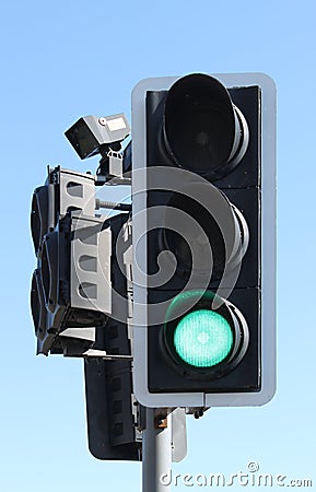 UK traffic light green at pedestrian crossing