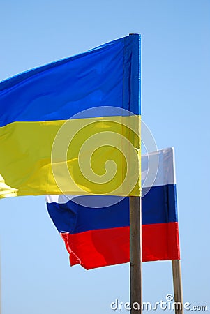 Ukraine and Russia flag