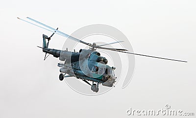 Ukrainian military helicopter in flight