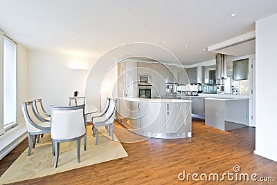 Ultra modern designer kitchen with dining area
