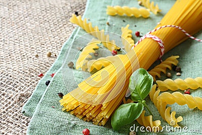 Uncooked gluten free pasta from blend of corn and rice flour