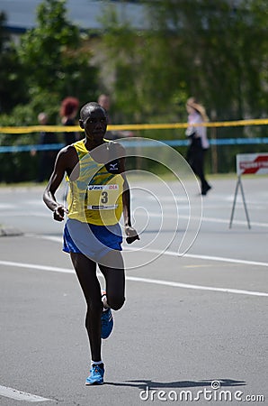 Undefined man runs on April 27, 2014 in 27th Belgrade marathon