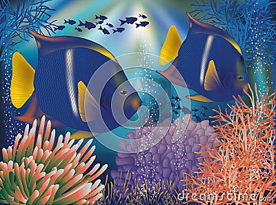 Underwater world wallpaper with tropical fish