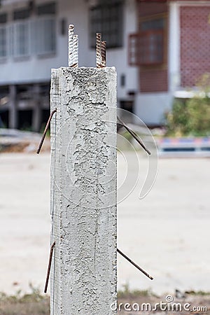 Unfinished concrete column