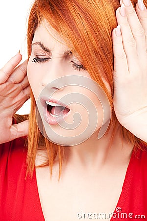 Unhappy redhead woman
