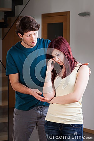 Unhappy woman with her husband