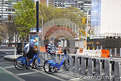 Unidentified bike rider renting Citi bike in Manhattan