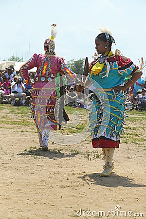 Unidentified female Native American dancers at the NYC Pow Wow in Brooklyn