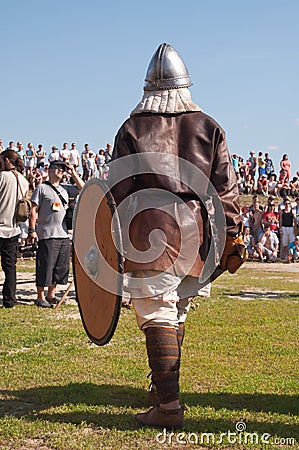 Unidentified participant at a historical reenactment festival h