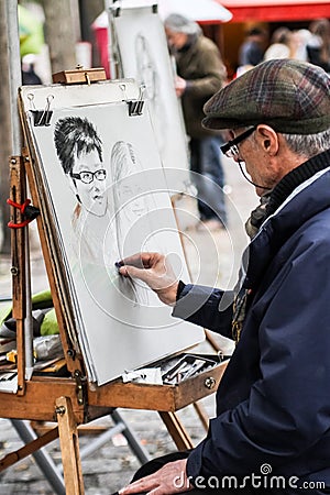 Unidentified street artist on Montmartre