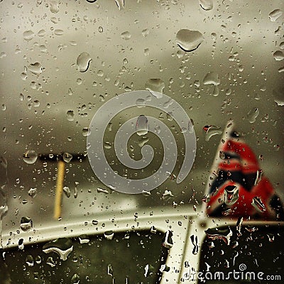 Union Flag with rain on Car Window