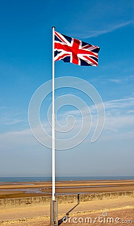 Union Jack on Normandy beach