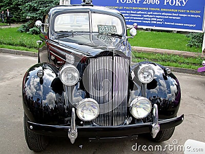 Unique retro car. Black packard