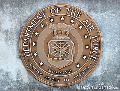 United States Department Of The Air Force Coin in a Concrete Slab