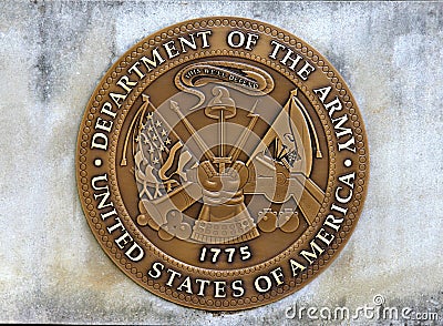 United States Department Of The Army Coin in a Concrete Slab