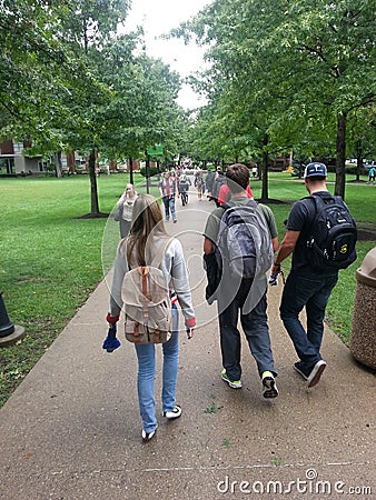 University Campus: Students Walking Between Class