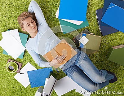 University student sleeping at home