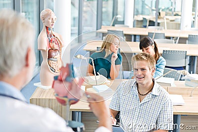 University - students with anatomical model