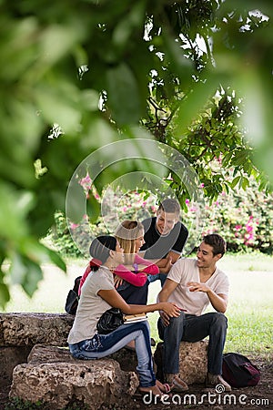 University students meeting and preparing test