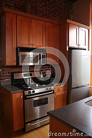 Upscale kitchen wood cabinets stainless