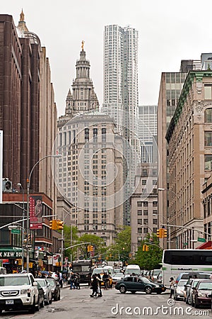 Urban scene of Manhattan along Broadway Street, New York