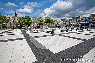 Urban style city park under the white clods sky