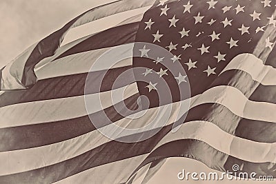 US American patriotic flag sepia retro vintage background