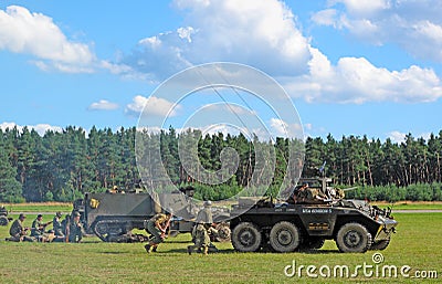 US Army attacking with armored cars