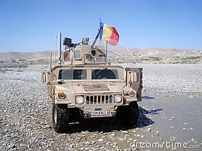 US Army Humvee drove by Romanians soldiers
