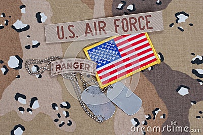 US ARMY ranger tab with blank dog tag