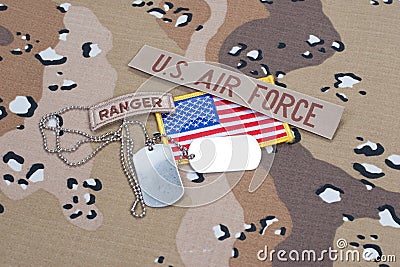 US ARMY ranger tab with blank dog tags