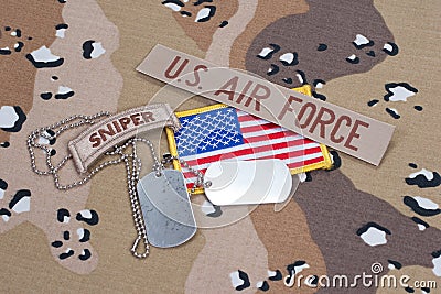 US ARMY sniper tab with blank dog tags