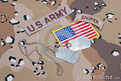 US ARMY sniper tab with blank dog tags