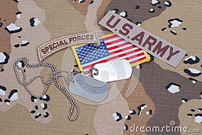 US ARMY special forces tab with blank dog tags