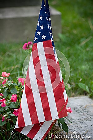 US Flag in cemetery